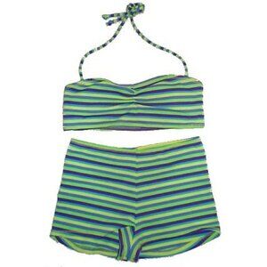 MYSTIC BAY Striped Boyshorts Bikini - Sz 7/8